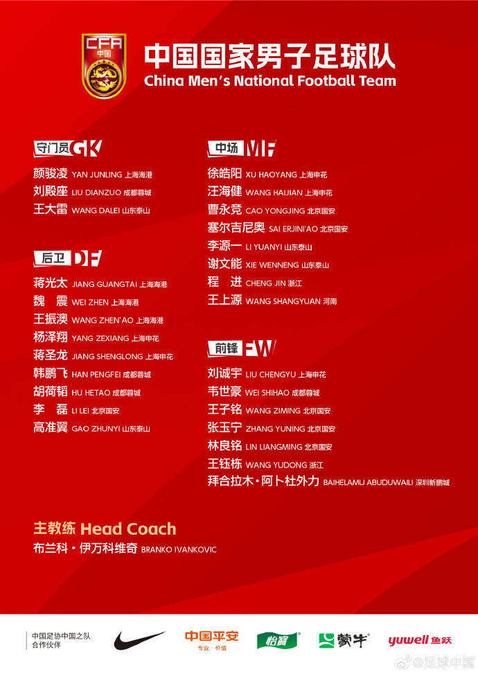 皇冠信用網怎么开通
_有7位集训名单球员落选国足世预赛名单皇冠信用網怎么开通
，黄政宇、侯永永在列